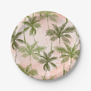 Palm tree pattern paper plate
