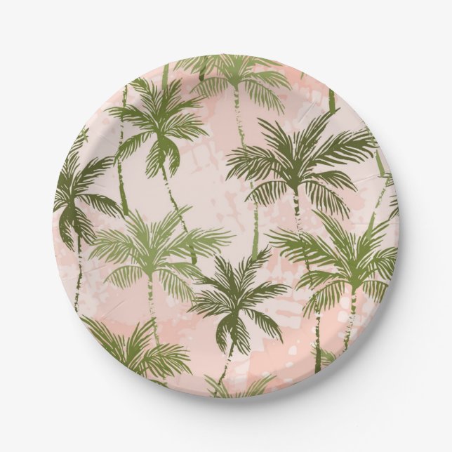 Palm tree pattern paper plate (Front)