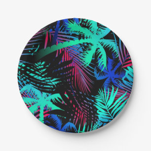 Palm tree pattern paper plate
