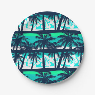 Palm tree pattern paper plate