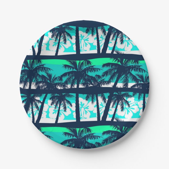 Palm tree pattern paper plate (Front)
