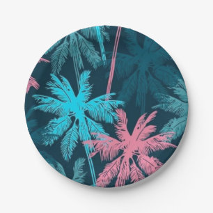 Palm tree pattern paper plate