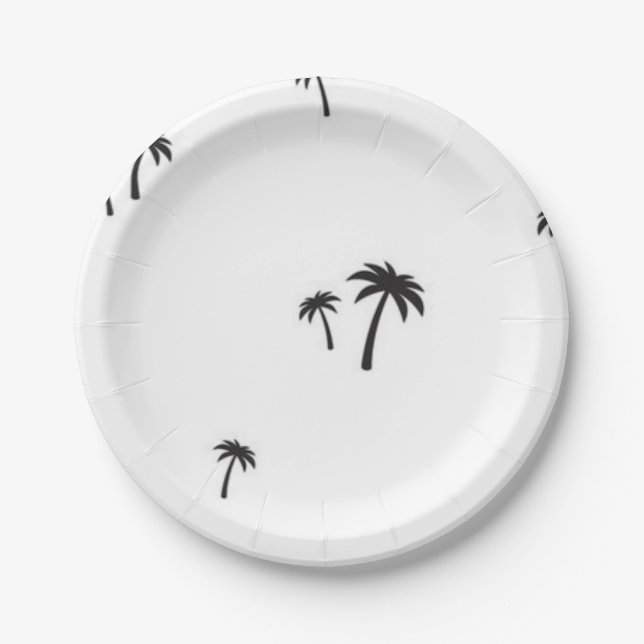 Palm tree pattern paper plate (Front)