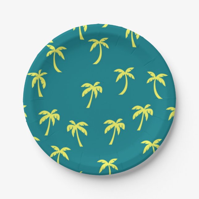 Palm tree pattern paper plate (Front)