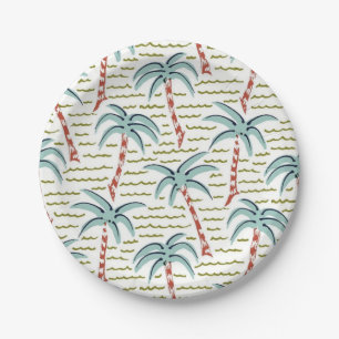 Palm tree pattern paper plate