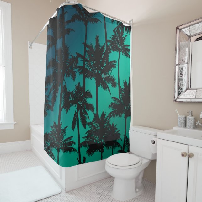 Palm Tree Pattern Shower Curtain (In Situ)