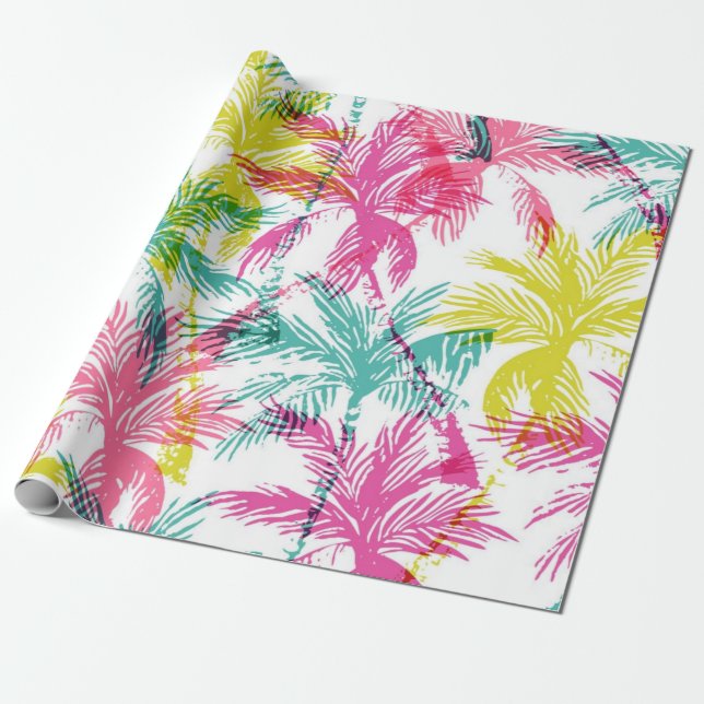 Palm tree pattern wrapping paper (Unrolled)