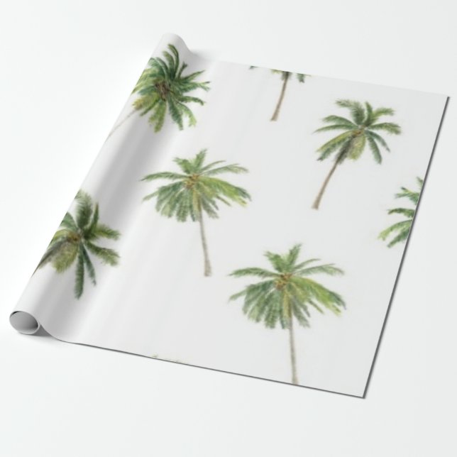 Palm tree pattern wrapping paper (Unrolled)
