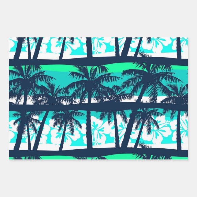 Palm tree pattern wrapping paper sheet (Front)