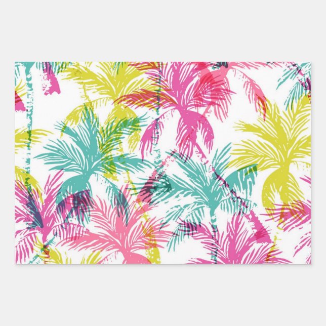 Palm tree pattern wrapping paper sheet (Front)