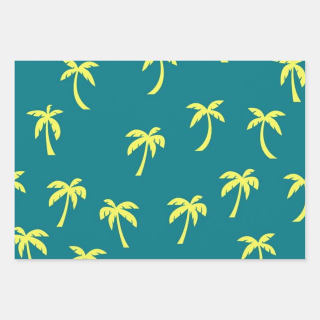 Palm tree pattern wrapping paper sheet (Front)