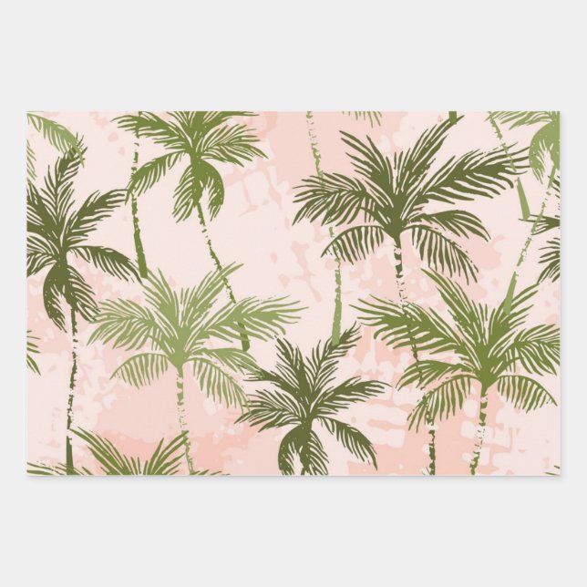 Palm tree pattern wrapping paper sheet (Front)