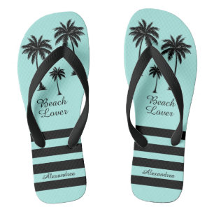 Palm Tree Personalised Beach Lover  Flip Flops