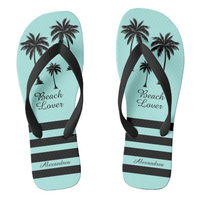 Palm Tree Personalised Beach Lover  Flip Flops (Footbed)