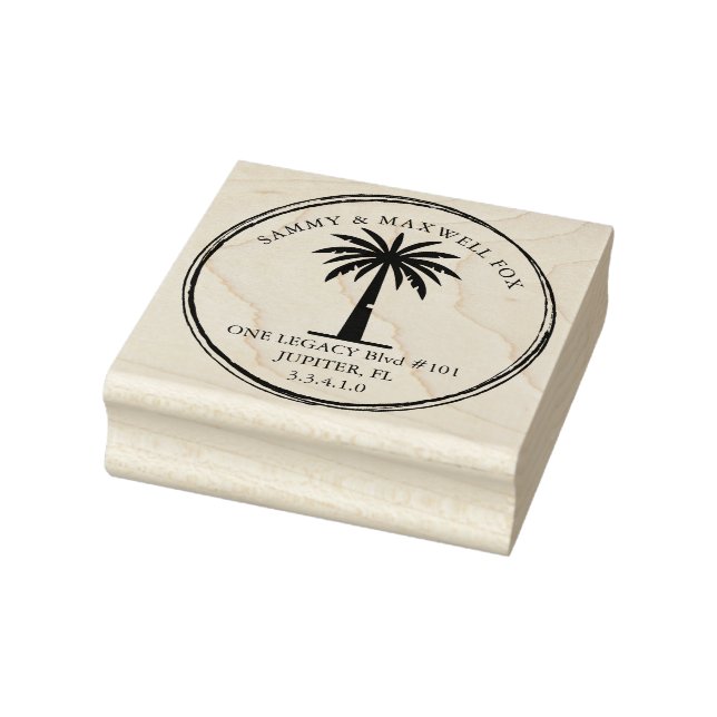 Palm Tree Personalised Return Address Rubber Stamp (Stamp)