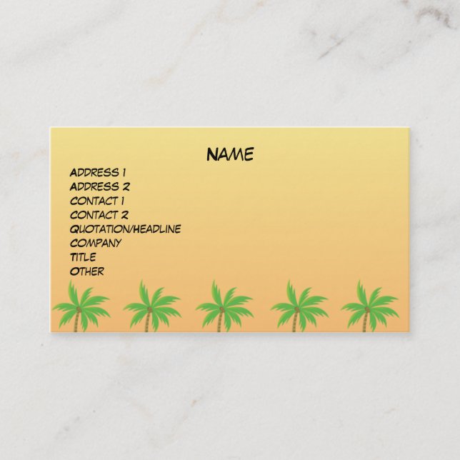 Palm Tree Photo Profile Card (Front)