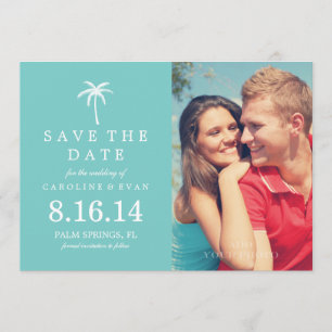 Palm Tree Photo Wedding Save the Date {aqua}