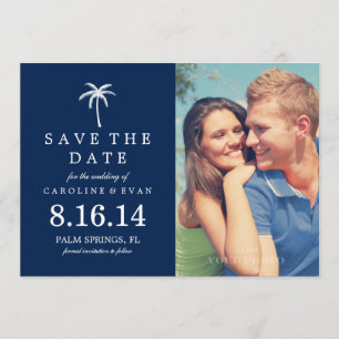 Palm Tree Photo Wedding Save the Date {navy blue}