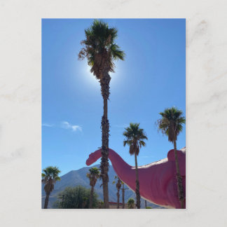 Palm Tree & Pink Dinosaur Postcard