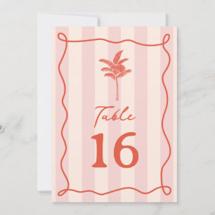 Palm Tree Pink Stripe Wedding Invitation