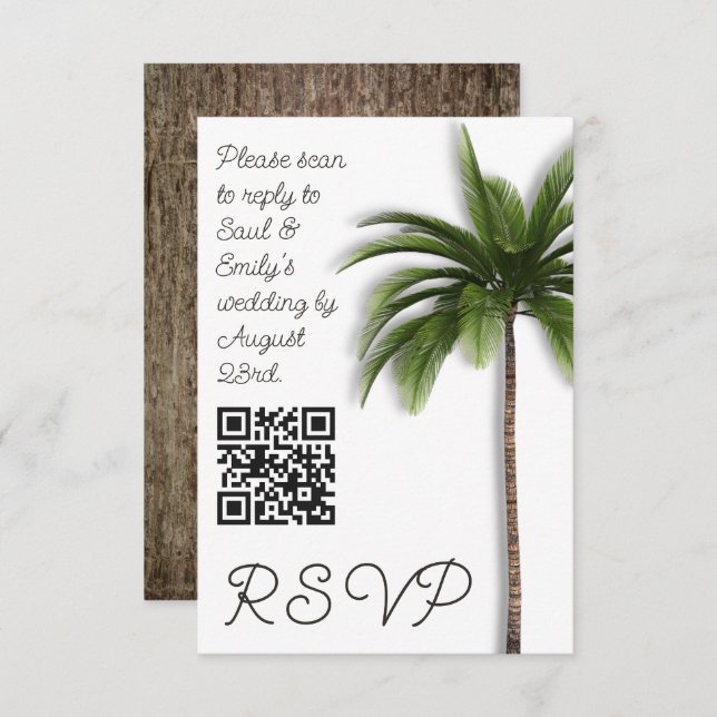 Palm Tree QR code Event Wedding RSVP (Front/Back)
