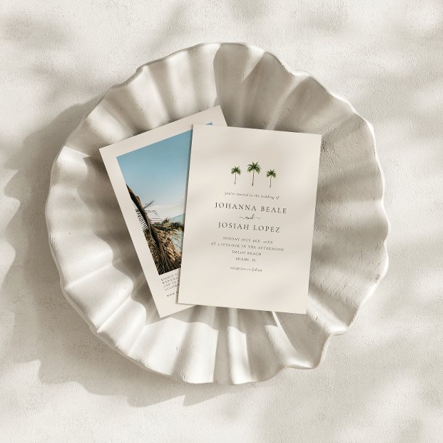 Palm Tree QR Code Photo Wedding Invitation (Creator Uploaded)