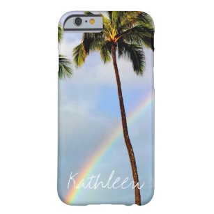Palm tree rainbow travel photo custom name persona barely there iPhone 6 case