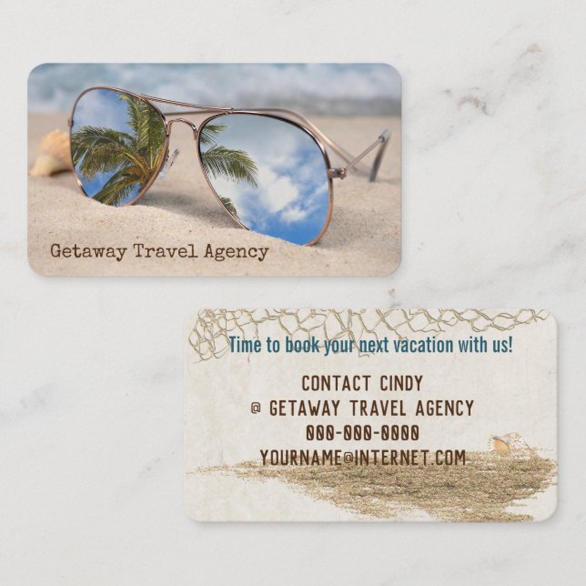 Palm Tree Reflection In Sunglasses  Business Card (Front/Back)