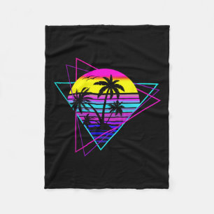 Palm Tree Retro Palm Tree 80s Eighties Summer Vaca Fleece Blanket