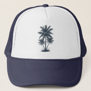Palm Tree - Retro Style Tropical Beach Sun Summer  Trucker Hat