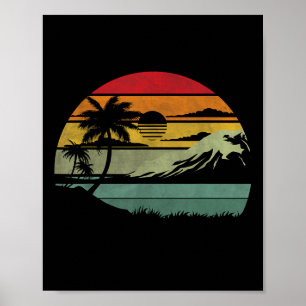 Palm Tree Retro Tropical Beach Vintage 70s 80s Sty Poster