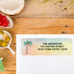 Palm Tree return address<br><div class="desc">These island style return address labels are decorated with a hand painted palm tree decorated with lights and baubles on a watercolor background.
Easily customizeable with your details.</div>