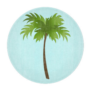 Palm Tree Round Glass Cutting Board