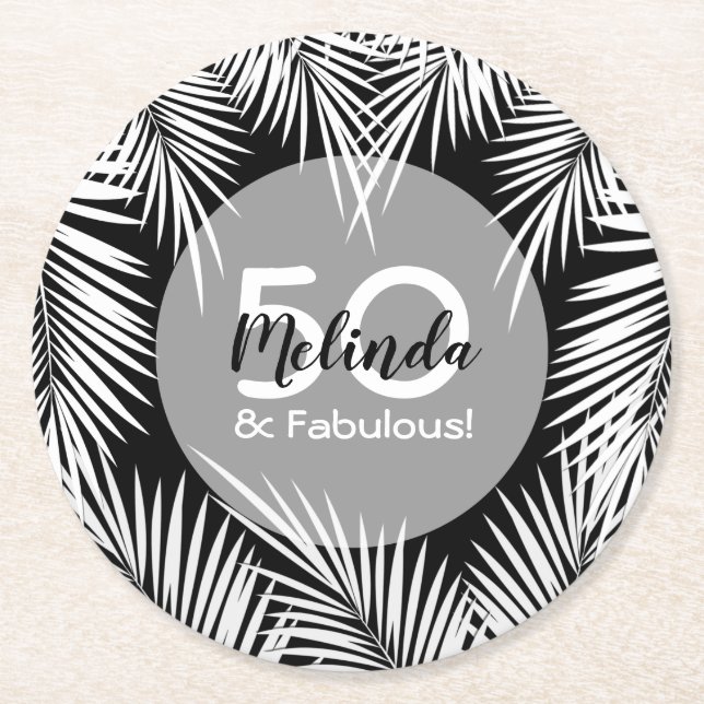 Palm Tree Round Paper Coaster (Front)