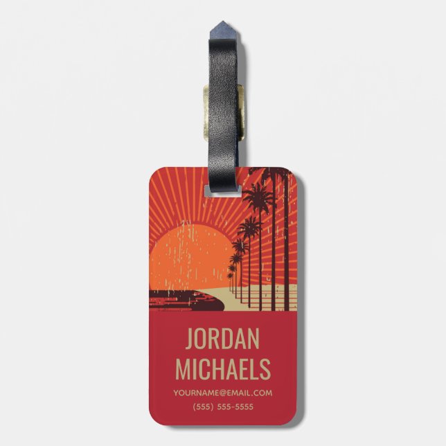 Palm Tree Row Luggage Tag (Back Vertical)