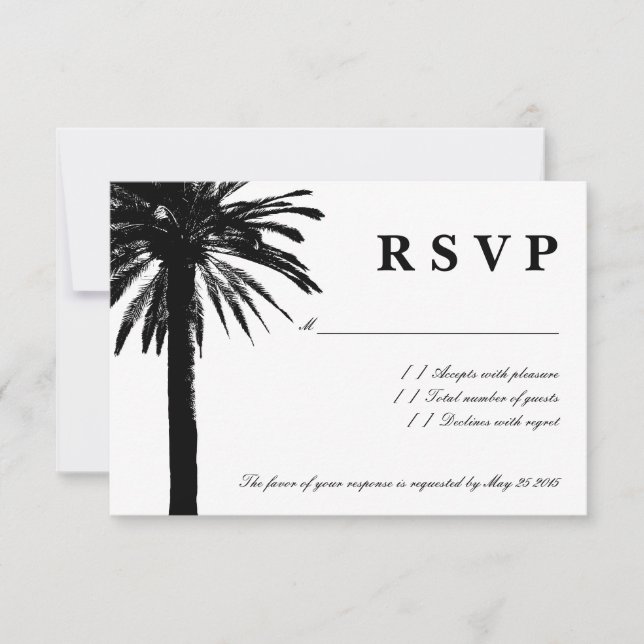 Palm tree RSVP wedding cards | Beach theme (Front)