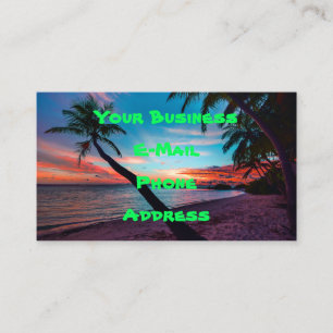 Palm Tree Sandy Beach Tropical Paradise Island Business Card