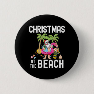 Palm Tree Santa Surfing Summer Christmas At The Be 6 Cm Round Badge