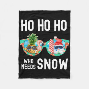 Palm Tree Santa Surfing Summer Vacation Christmas Fleece Blanket