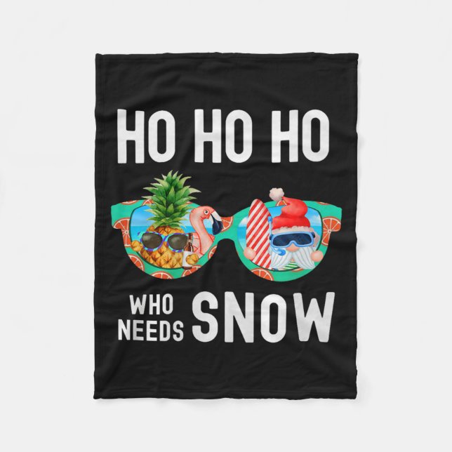 Palm Tree Santa Surfing Summer Vacation Ho Ho Ho C Fleece Blanket (Front)