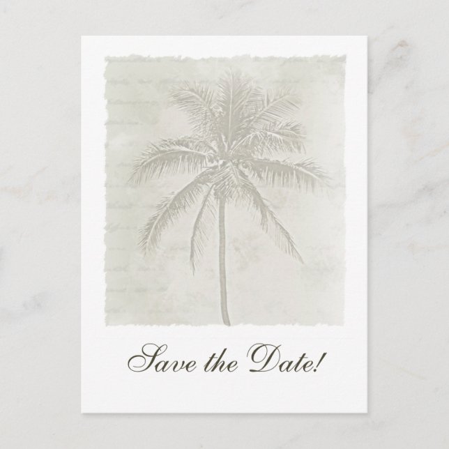 Palm Tree Save the Date Announcement Postcard (Front)