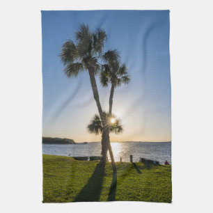 Palm Tree Scissors Silhouette Kitchen Towel