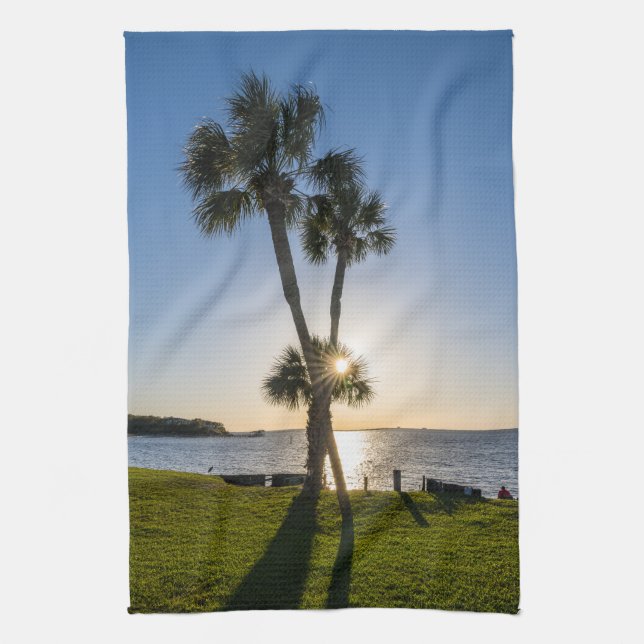 Palm Tree Scissors Silhouette Kitchen Towel (Vertical)