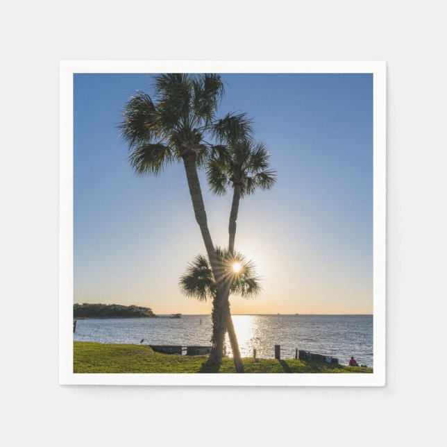 Palm Tree Scissors Silhouette Paper Napkins (Front)
