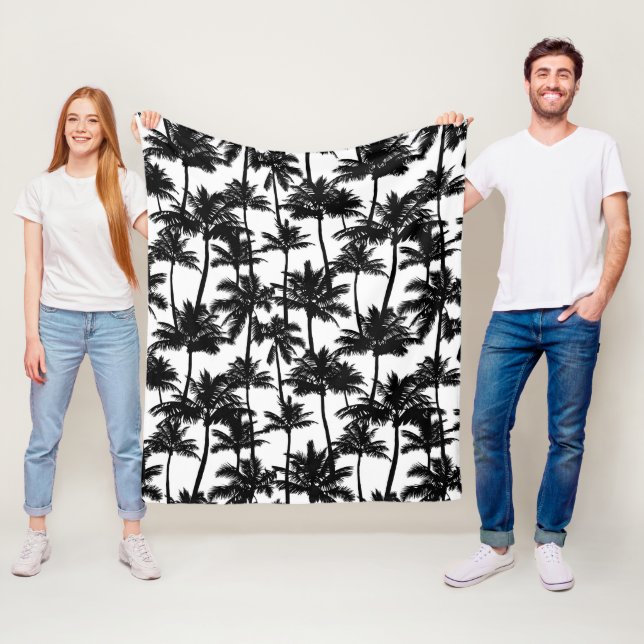 Palm Tree Shadow Pattern Fleece Blanket (In Situ)