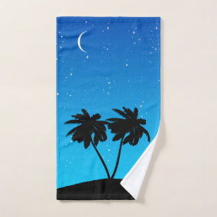 Palm Tree Silhouette Against Evening Blue Bath Tow Towel Set