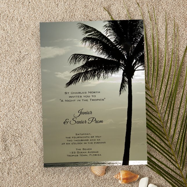 Palm Tree Silhouette Beach Junior / Senior Prom Invitation (Creator Uploaded)