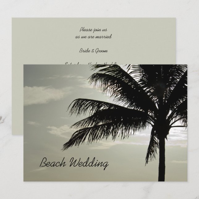 Palm Tree Silhouette Beach Wedding Invitation (Front/Back)