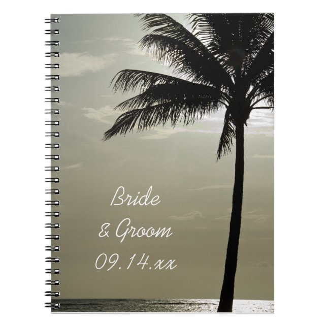 Palm Tree Silhouette Beach Wedding Notebook (Front)