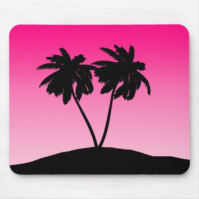 Palm Tree Silhouette on Dawn Pink Mouse Mat (Front)